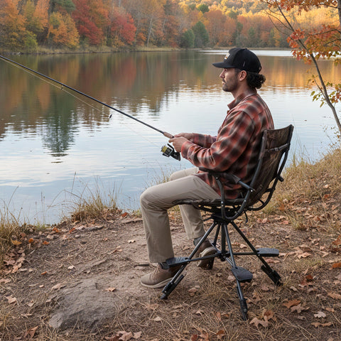 360° Silent Swivel Blind Hunting Chair with Shooting Pedals