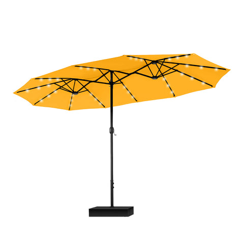 15ft Extra Large Double-Sided Patio Umbrella with Solar Powered LED Lights (Base Included)