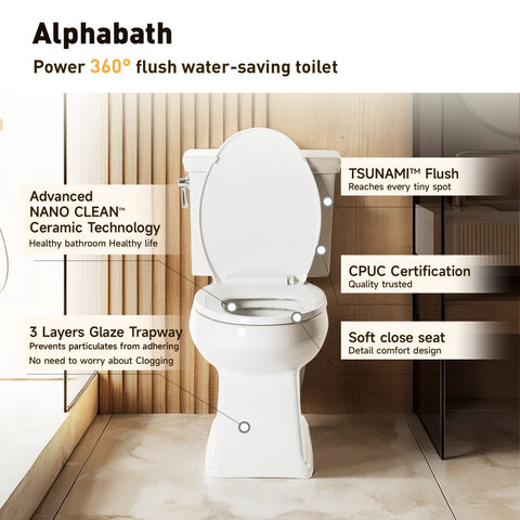Two-piece Single/Dual Flush 17" Elongated Standard Bathroom Toilet
