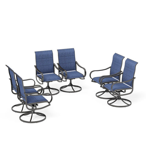 Padded Textilene Fabric Patio Dining Swivel Chairs