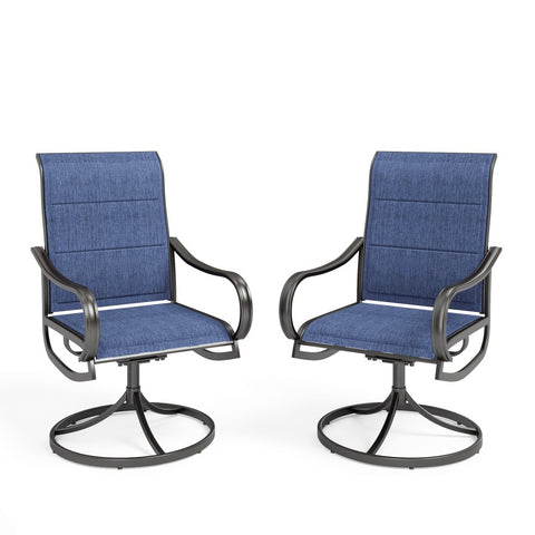 Padded Textilene Fabric Patio Dining Swivel Chairs