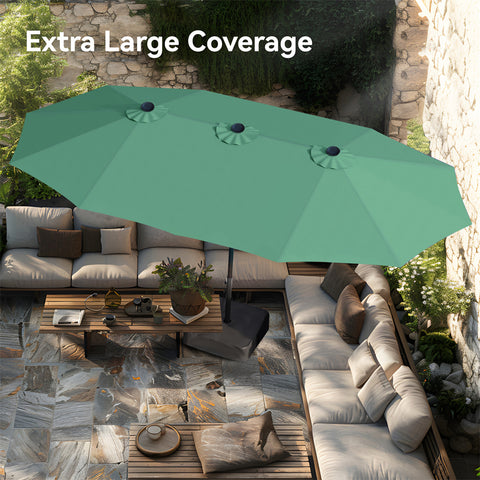 15ft Double-Sided Extra Large Patio Twin Umbrella (Base Included)