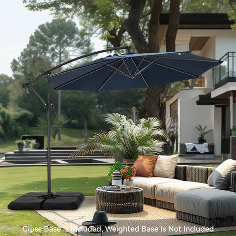 10ft Outdoor Patio Offset Cantilever Umbrella with Cross Base
