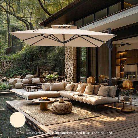 10ft Square/ Rectangular Patio Cantilever Offset Umbrellas for Garden, Pool