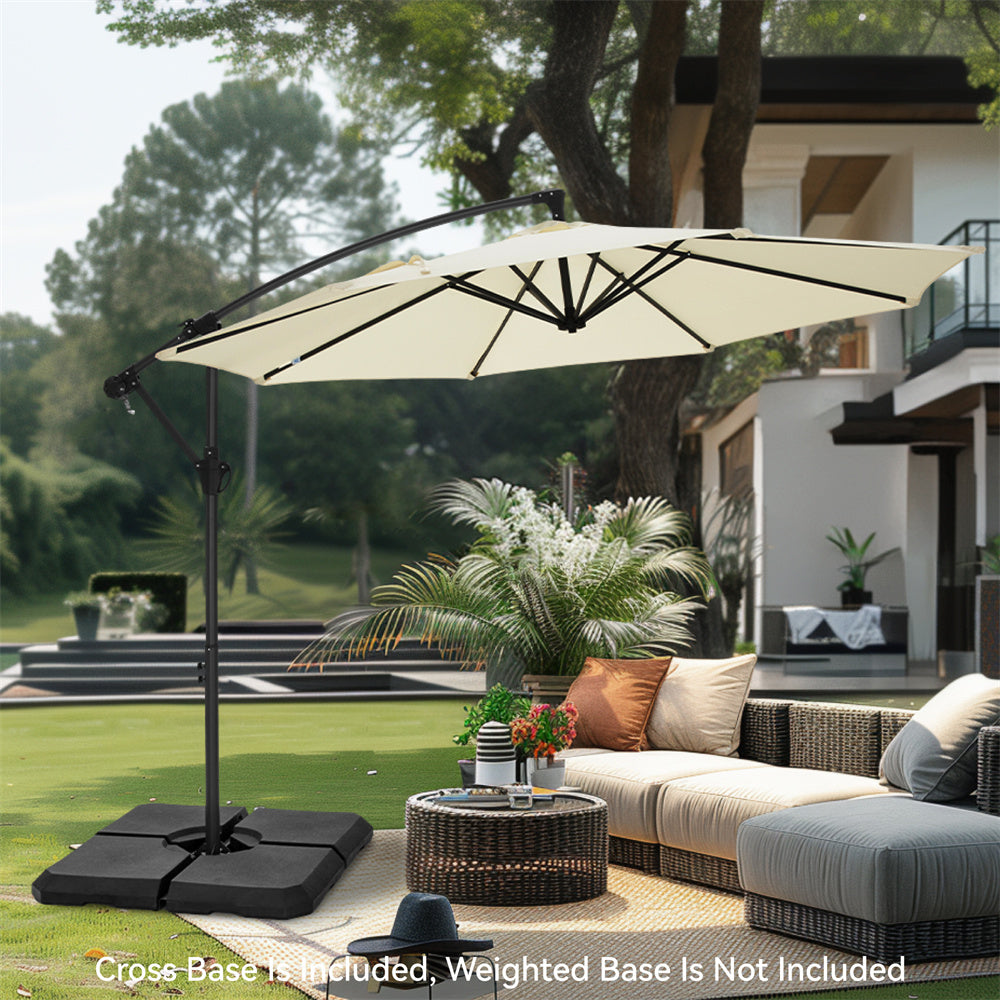 10ft Outdoor Patio Offset Cantilever Umbrella with Cross Base