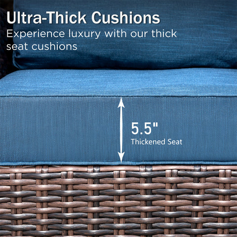 5 Seats Wicker Patio Conversation Sofa Set with Swivel Chairs
