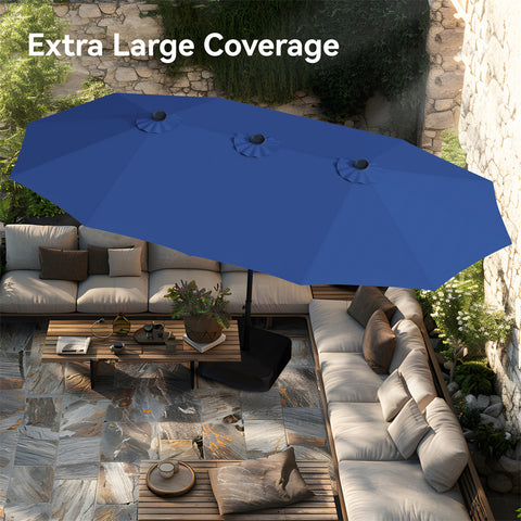 15ft Double-Sided Extra Large Patio Twin Umbrella (Base Included)