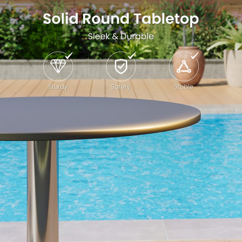 5-piece Outdoor Dining Set with Rope Rattan Chairs and Pedestal Table