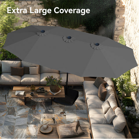 15ft Double-Sided Extra Large Patio Twin Umbrella (Base Included)