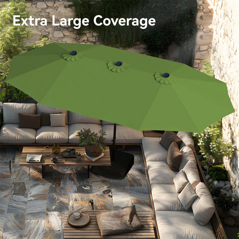 15ft Double-Sided Extra Large Patio Twin Umbrella (Base Included)