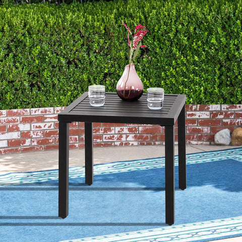 Black Small Metal Square Side Coffee Bistro Table