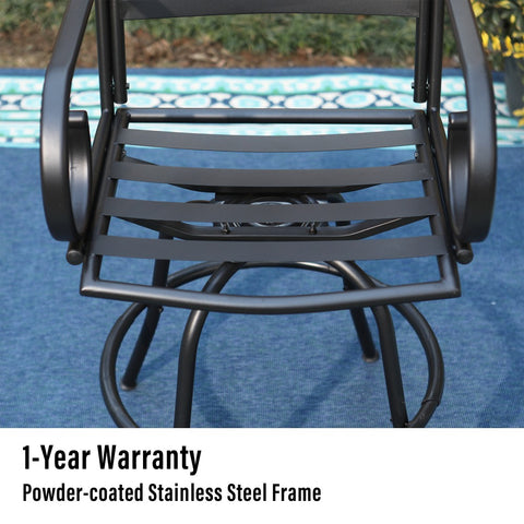 PHI VILLA 5-Piece Patio Bar Stool Set Embossed/Wood-like Table & Cast-iron Pattern Bar Stools
