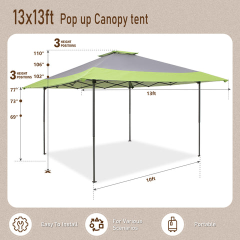 13' x 13' Pop-up Instant Shelter Outdoor Canopy with Wheeled Bag