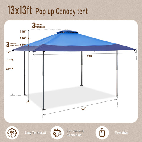 13' x 13' Pop-up Instant Shelter Outdoor Canopy with Wheeled Bag