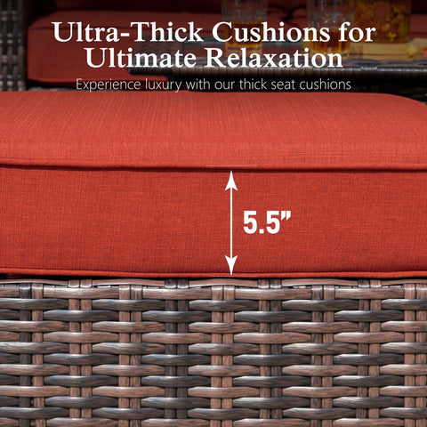 2-Piece Patio Wicker Swivel Glider Chairs with 5.5" Thick Cushions