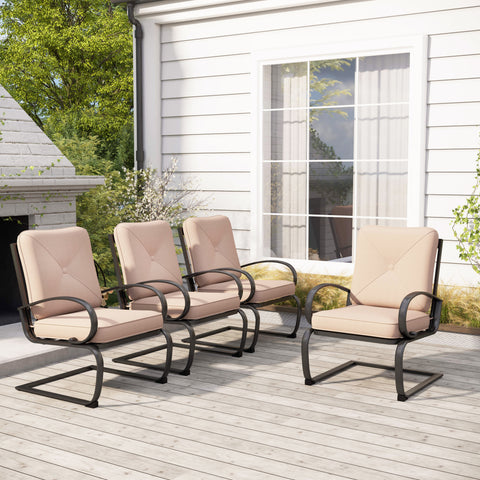 C-Spring Metal Cushioned Lounge Chairs