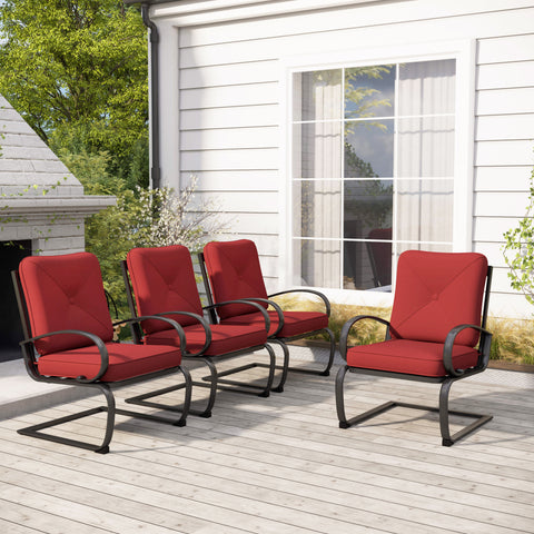 C-Spring Metal Cushioned Lounge Chairs