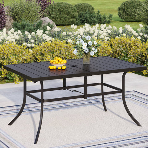 Panel Steel Rectangle Outdoor Dining Table for 6 Chairs