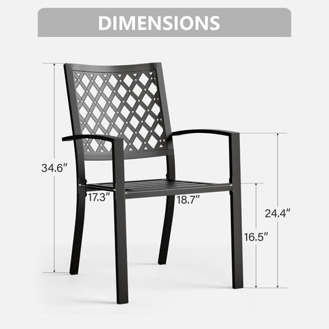 Outdoor Patio Metal Dining Chairs for Garden, Backyard
