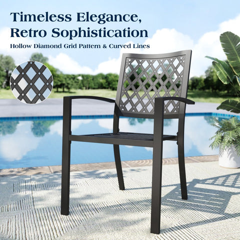 Outdoor Patio Metal Dining Chairs for Garden, Backyard