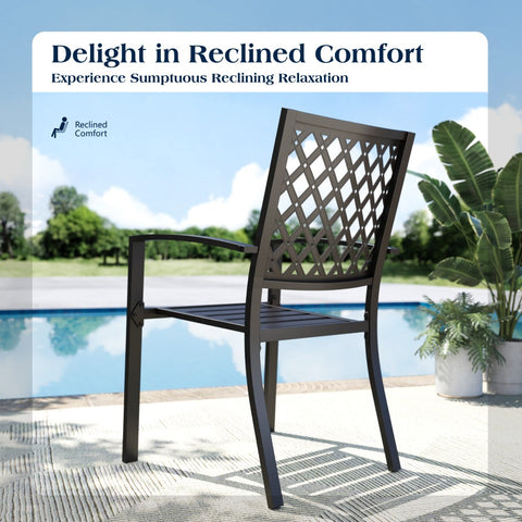 Outdoor Patio Metal Dining Chairs for Garden, Backyard