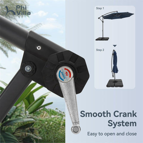 10ft Outdoor Patio Offset Cantilever Umbrella with Cross Base