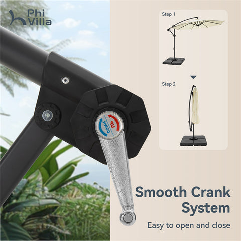10ft Outdoor Patio Offset Cantilever Umbrella with Cross Base