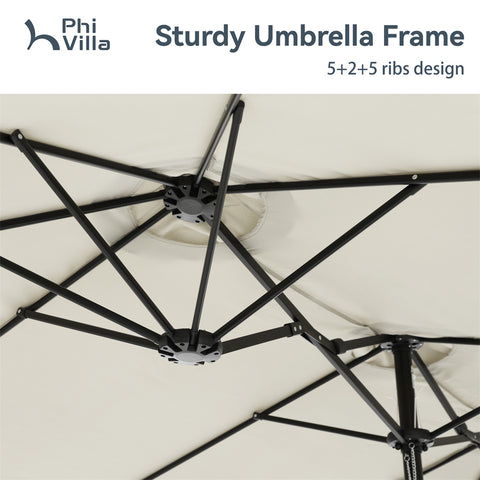 15ft Double-Sided Extra Large Patio Twin Umbrella (Base Included)