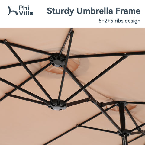 15ft Double-Sided Extra Large Patio Twin Umbrella (Base Included)