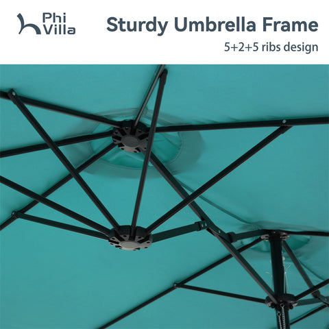 15ft Double-Sided Extra Large Patio Twin Umbrella (Base Included)