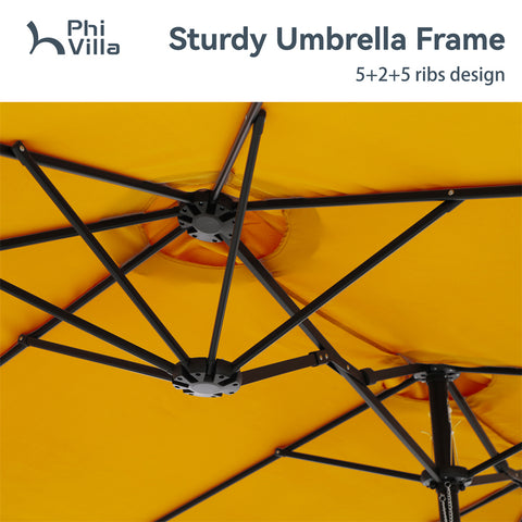 15ft Double-Sided Extra Large Patio Twin Umbrella (Base Included)