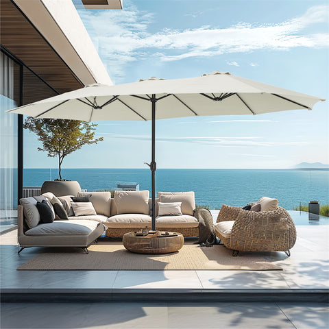 15ft Double-Sided Extra Large Patio Twin Umbrella (Base Included)