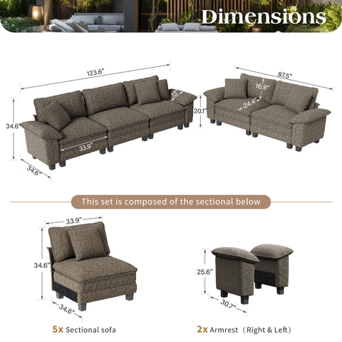 Modern Chenille Modular Cloud Sofa Set with Deep Seats for Living Room