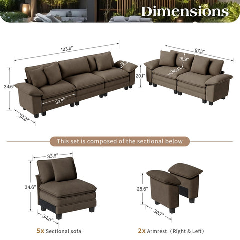 Modern Chenille Modular Cloud Sofa Set with Deep Seats for Living Room
