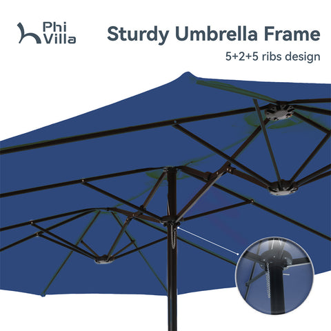 15ft Double-Sided Extra Large Patio Twin Umbrella (Base Included)