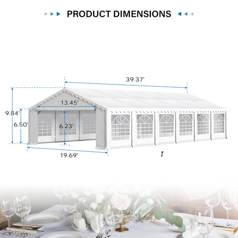20'x40' Tent for Party Large Wedding Birthday Party Event Canopy Shelters with Heavy Duty Design Includes Carry Bag