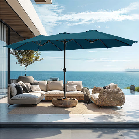 15ft Double-Sided Extra Large Patio Twin Umbrella (Base Included)