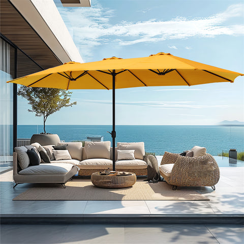 15ft Double-Sided Extra Large Patio Twin Umbrella (Base Included)