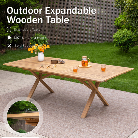 9/7-Piece Patio Dining Set Acacia Wood Dining Table and Chairs