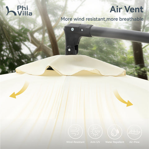 10ft Outdoor Patio Offset Cantilever Umbrella with Cross Base