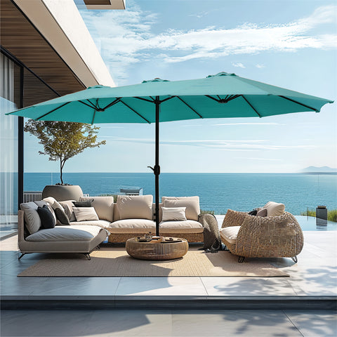 15ft Double-Sided Extra Large Patio Twin Umbrella (Base Included)