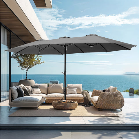15ft Double-Sided Extra Large Patio Twin Umbrella (Base Included)