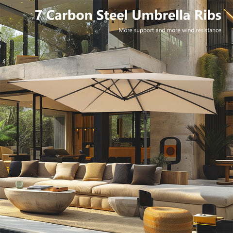10ft Square/ Rectangular Patio Cantilever Offset Umbrellas for Garden, Pool