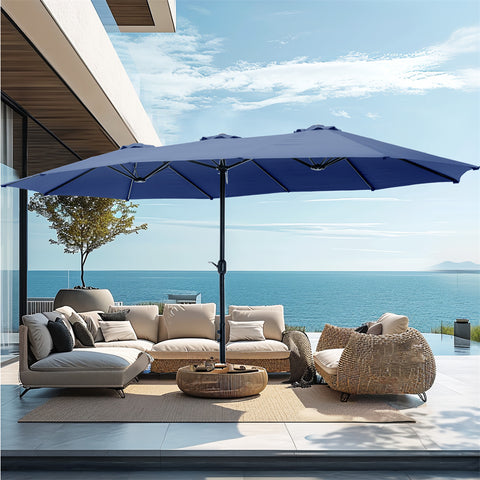 15ft Double-Sided Extra Large Patio Twin Umbrella (Base Included)