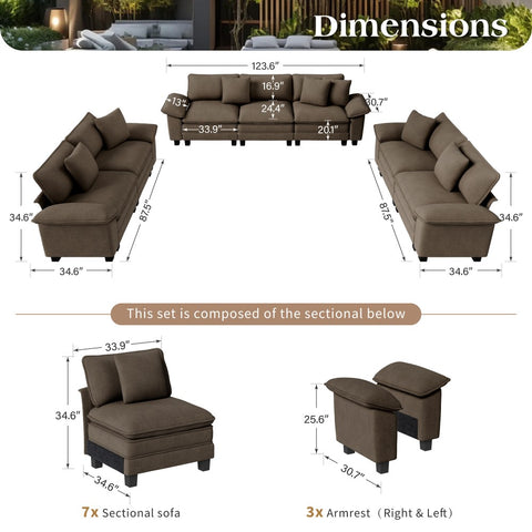 Modern Chenille Modular Cloud Sofa Set with Deep Seats for Living Room