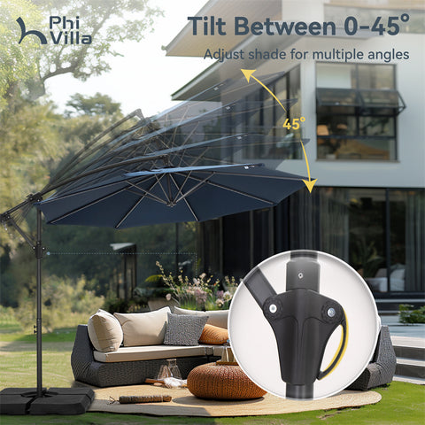 10ft Outdoor Patio Offset Cantilever Umbrella with Cross Base
