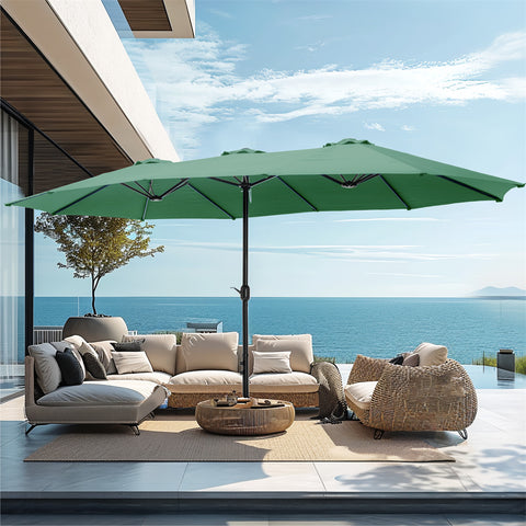 15ft Double-Sided Extra Large Patio Twin Umbrella (Base Included)