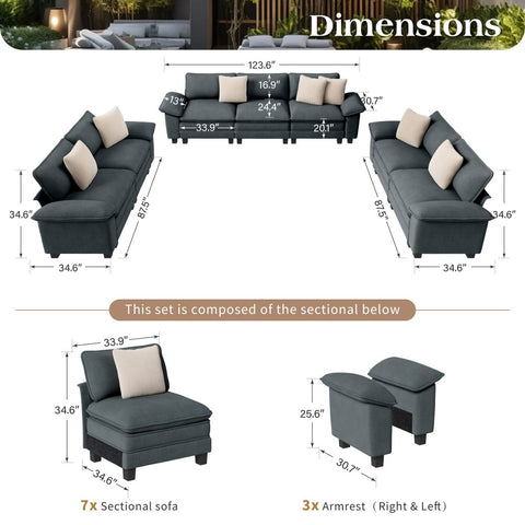 Modern Chenille Modular Cloud Sofa Set with Deep Seats for Living Room