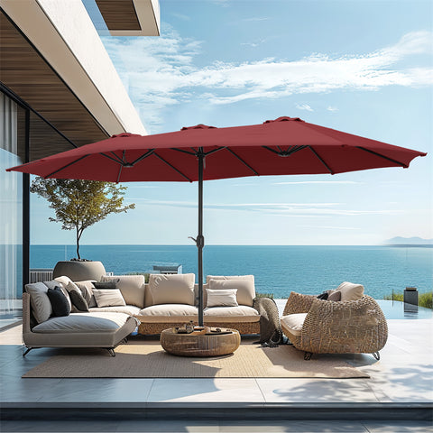 15ft Double-Sided Extra Large Patio Twin Umbrella (Base Included)