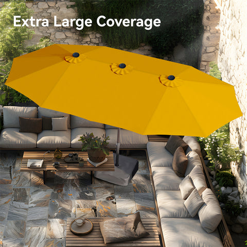 15ft Double-Sided Extra Large Patio Twin Umbrella (Base Included)
